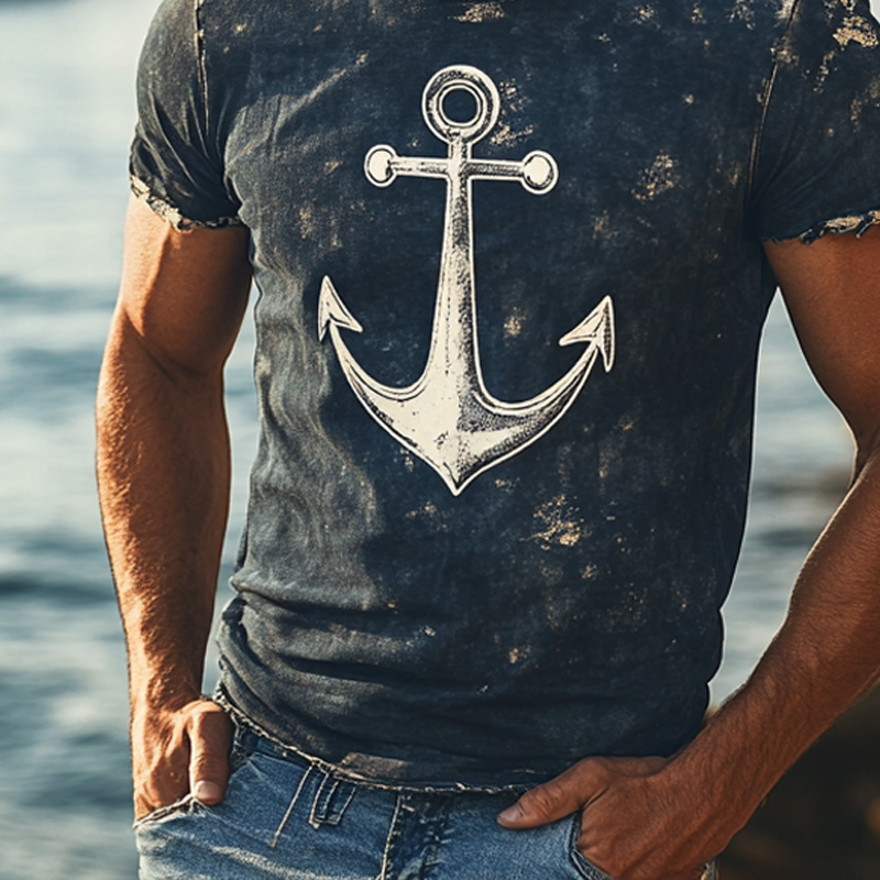 Men's Retro Printed Round Neck Short Sleeve T-Shirt DTT25062506