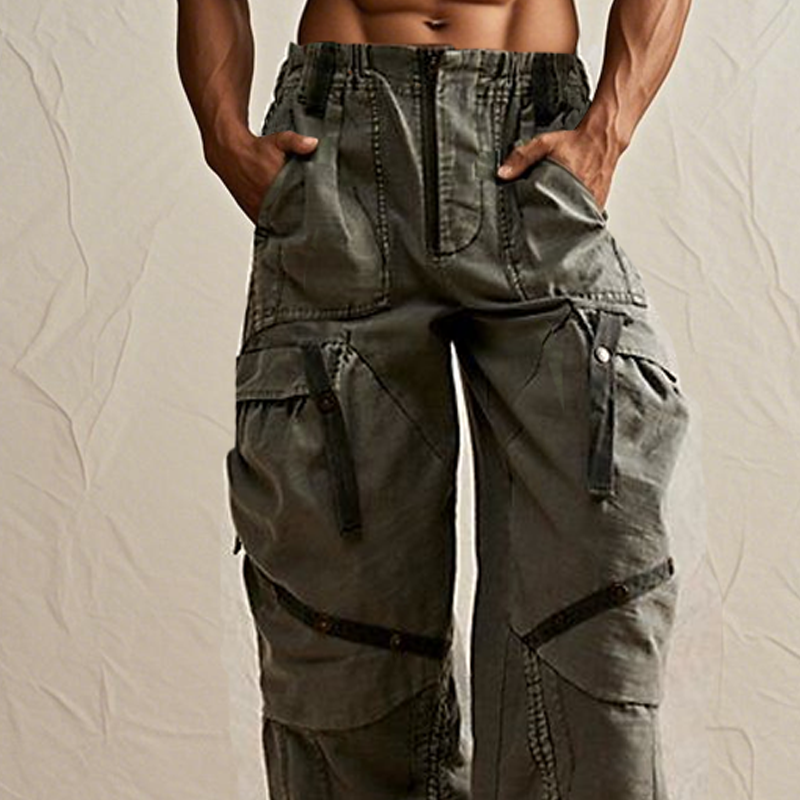 Men's Fashion  Multi-pocket Elastic Waist Cargo Pants DDT25052902