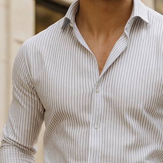 Men's Retro Casual Striped Print Lapel Long Sleeve Shirt DTT25082025
