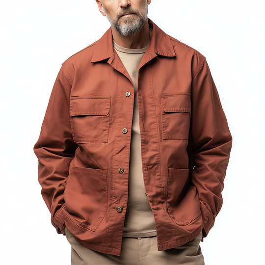 Men's Simple Solid Color Cotton Blend Jacket DTT25081107