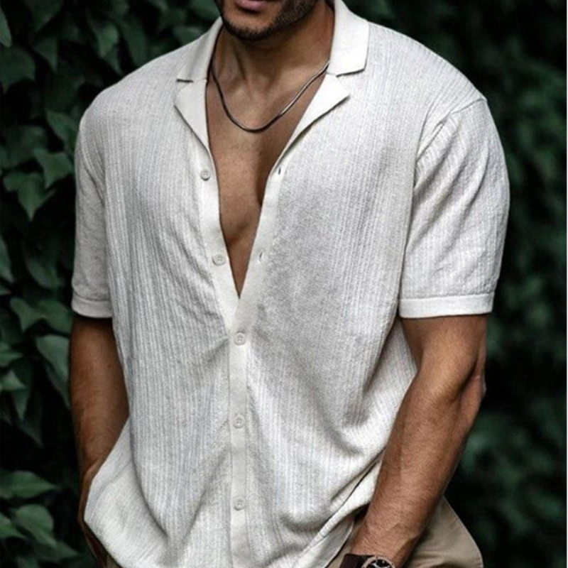 Men's Classic Casual Slim Fit Knit Short Sleeve Shirt 9893976342712