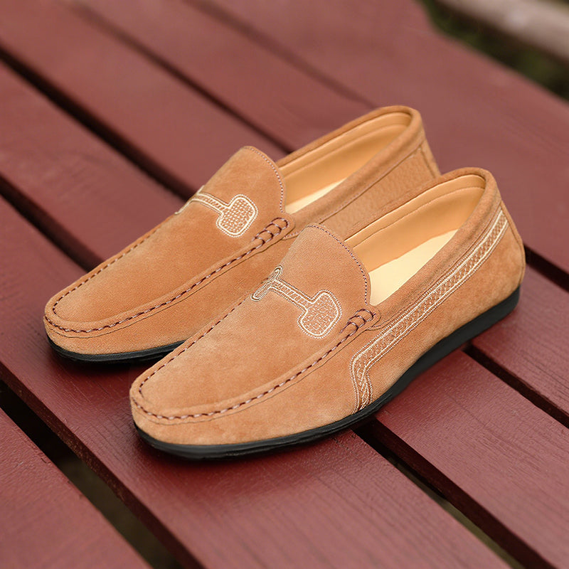 Men's Casual Solid Color Slip On Leather Flat Loafers Shoes Dtt555663544