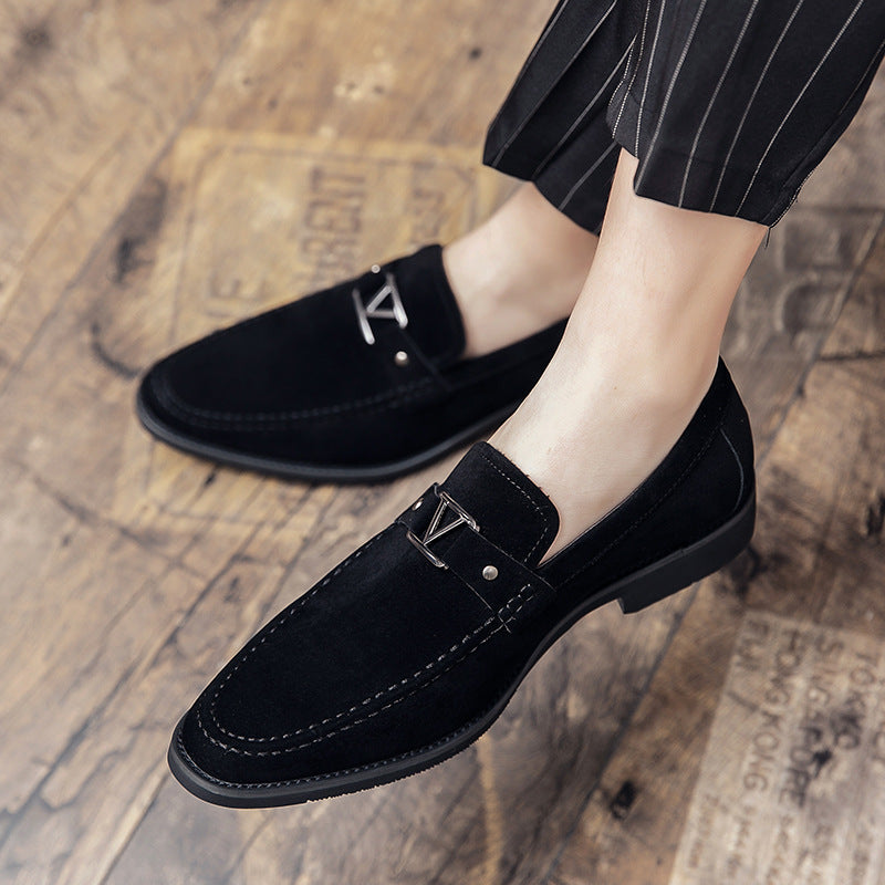 Men's Casual Suede Sewing Line Pointed Toe Shoes 9888556646584