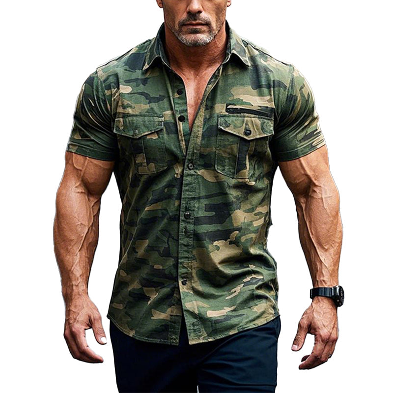 Men's Outdoor Camouflage Print Short Sleeve Shirt 9902008795320