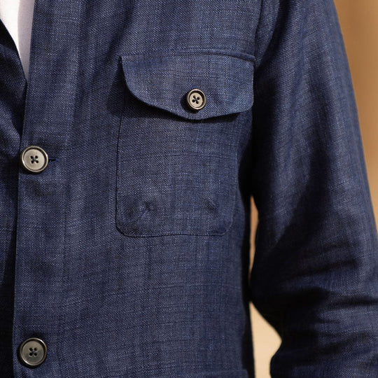 Men's Casual Linen Lapel Single Breasted Long Sleeve Thin Jacket 9261078577336
