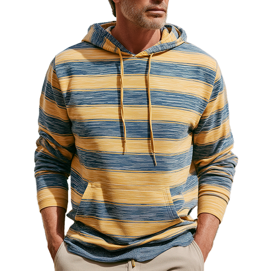 Men's Fashion Striped Print Cotton Blend Hooded Sweatshirt DTT25081806