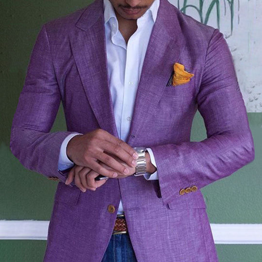 Men's Business Single Breasted Two Buttons Lapel Collar Blazer 9888556875960