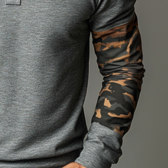 Men's Retro Casual Camouflage Splicing Lapel Sweatshirt 9899719688376