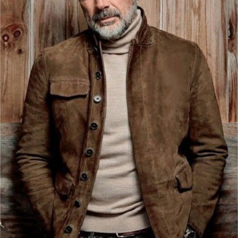 Men's Classic Vintage Casual Multi-Pocket Button Suede Jacket 9901326827704