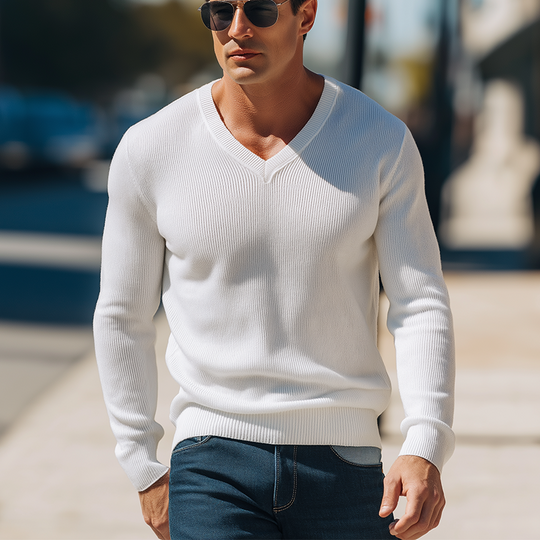 Men's Simple Solid Color Knitted Thin Sweater DTT25082805