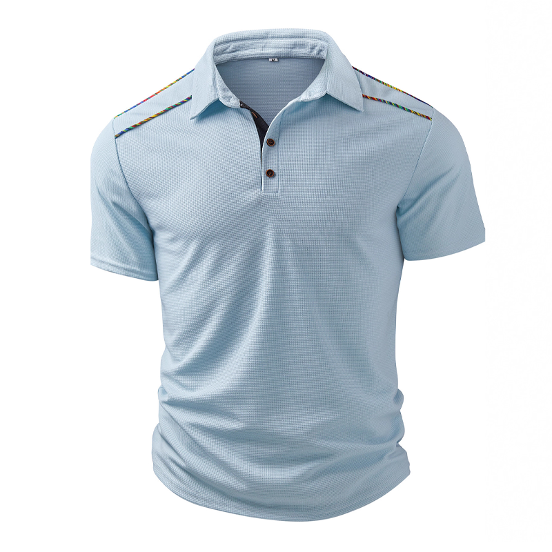 Men's Waffle Stitching Short-sleeved POLO Shirt DTT25080111