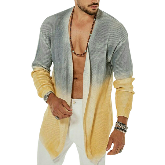 Men's Casual Colorblock Mid-length Buttonless Knitted Cardigan 9901327384760