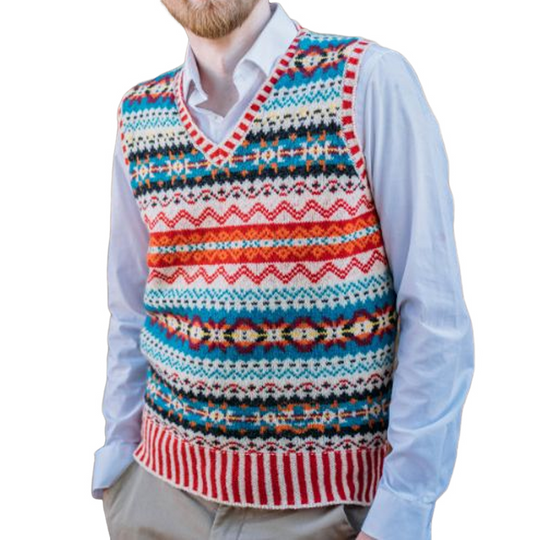 Men's Retro Geometric V-Neck Sleeveless Knit Vest 9891528671416