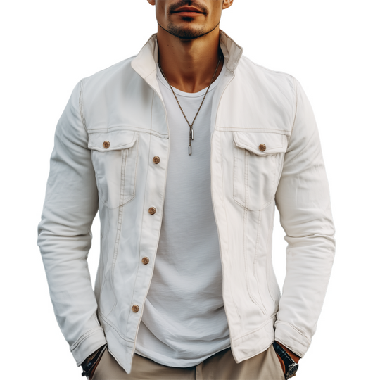 Men's Spring And Autumn Classic Stand Collar Button Cotton Jacket DTT25081212