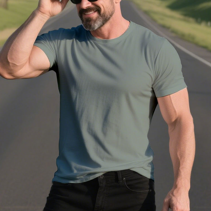 100% Cotton Short Sleeve Solid Color Simple T-Shirt Dtt250600581