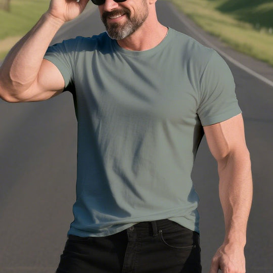 100% Cotton Short Sleeve Solid Color Simple T-Shirt Dtt250600581