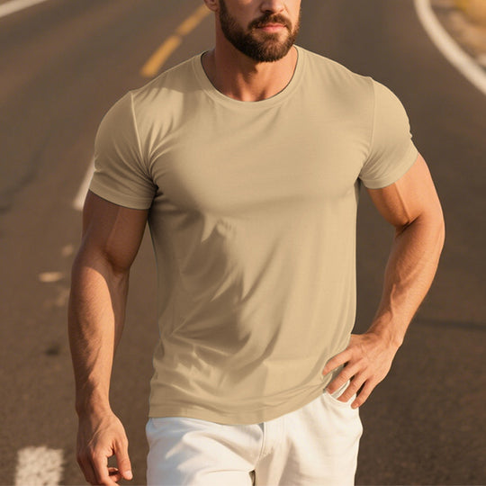 Men's Icy Smooth Cotton Solid Color Simple Short Sleeve T-Shirt 250600580X