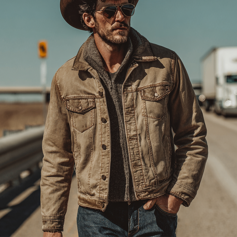 Men's Vintage Western Style Lapel Denim Jacket DTT25081120