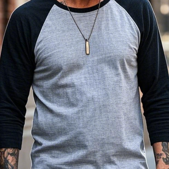 Men's Casual Western Crew Neck Cotton Blend Raglan Long Sleeve T-Shirt 9905396973752