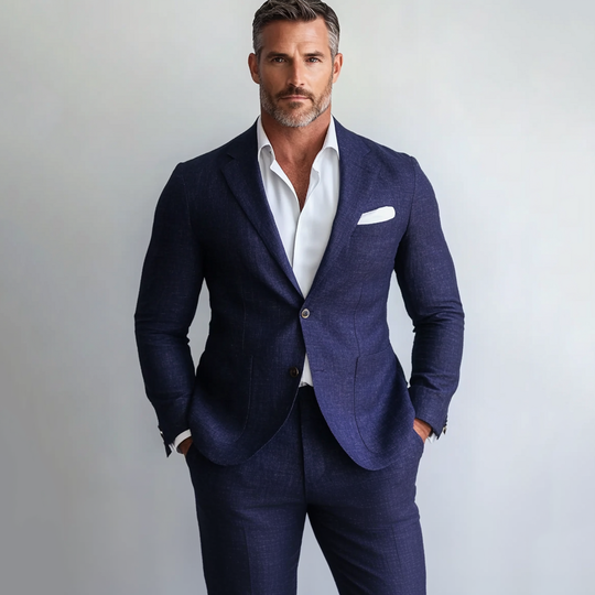 Men's Business Notched Lapel Two Button Patch Pocket Blazer 9903587688632