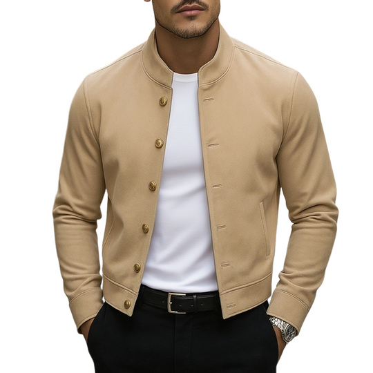Men's Gold Metal Single Breasted Stand Collar Short Casual Jacket DTT25072217