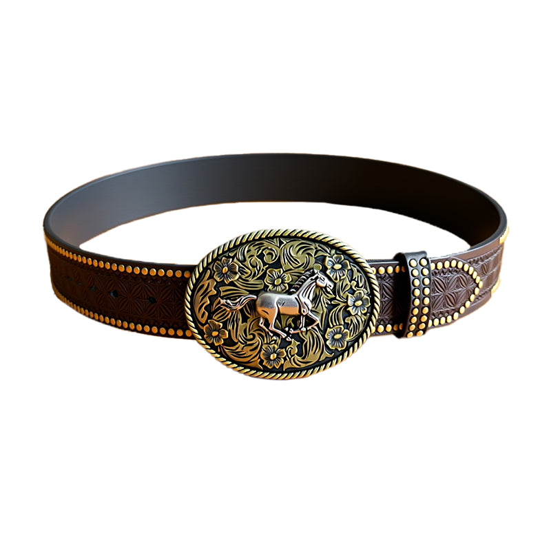 Men's Vintage Embossed Western Cowboy Leather Belt Dtt976965304