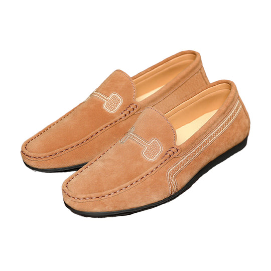 Men's Casual Solid Color Slip On Leather Flat Loafers Shoes Dtt555663544