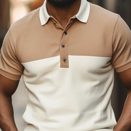 Men's Color Block Lapel Short Sleeve Casual Polo Shirt 9903260565688