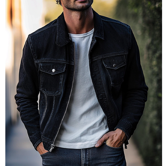 Men's Vintage Lapel Single-breasted Denim Jacket DTT25082919
