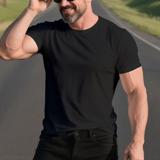 100% Cotton Short Sleeve Solid Color Simple T-Shirt Dtt250600581