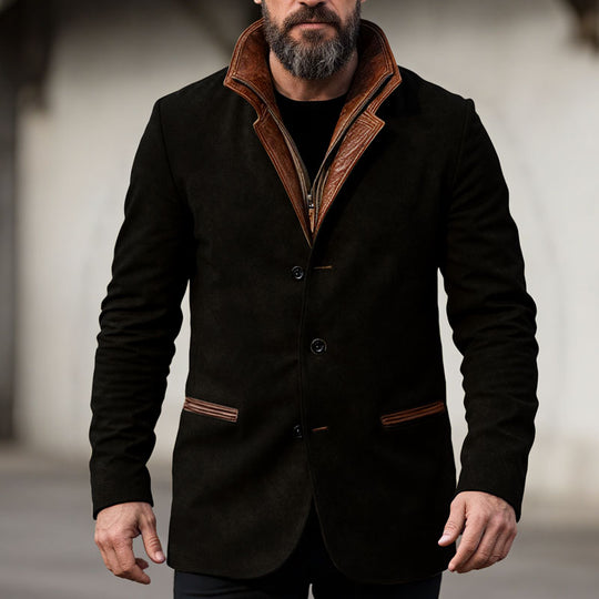 Men's Autumn Vintage Buckskin Jacket Dtt077233848