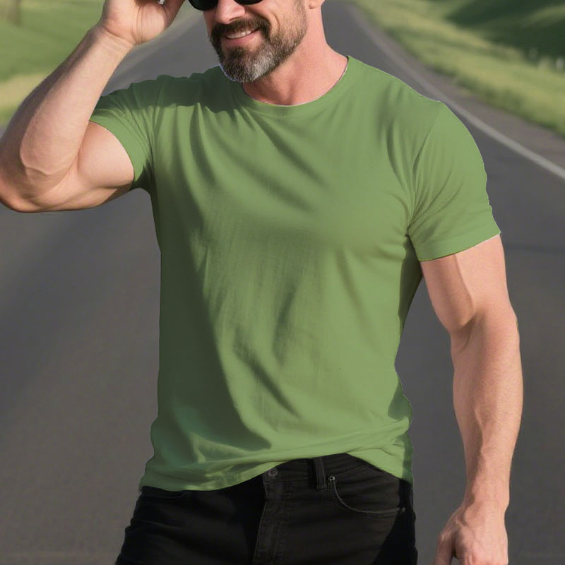 100% Cotton Short Sleeve Solid Color Simple T-Shirt Dtt250600581