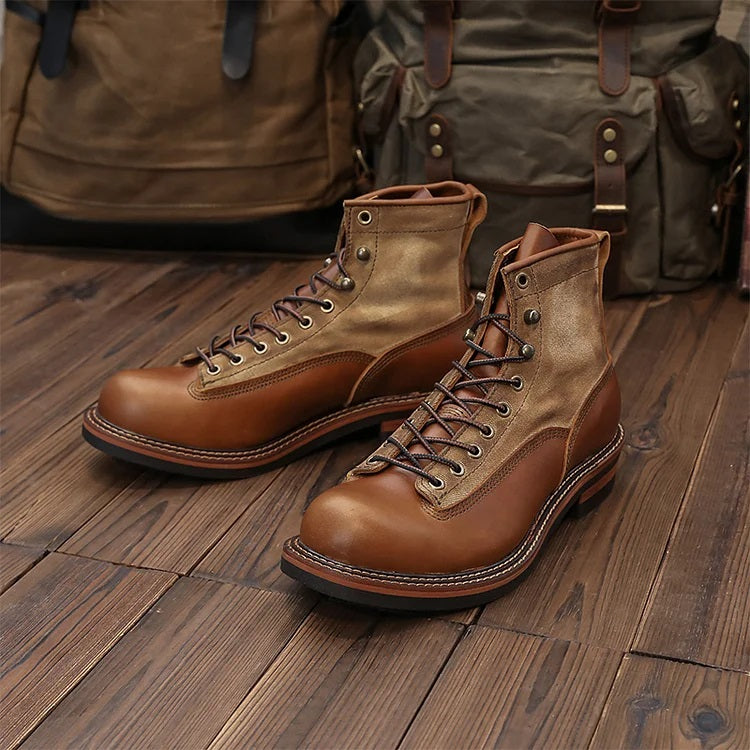 Men's Vintage Canvas and Leather Martin Boots Shoes 9891526049976