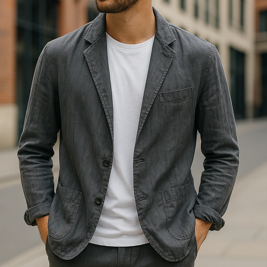 Men's Vintage Casual Washed Linen Single Breasted Blazer DTT25072817