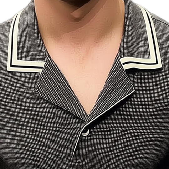 Men's Business Notch Lapel Stitching Short-sleeved T-shirt DTT25072514