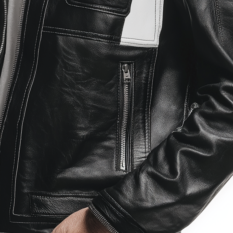 Men's Vintage Paneled Faux Leather Jacket DTT25081115