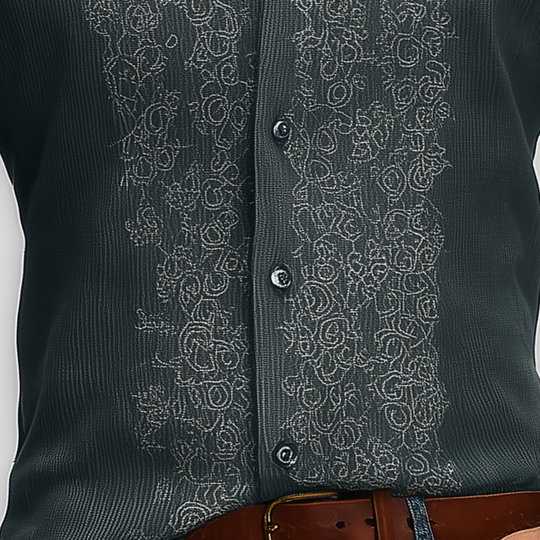 Men's Summer Fashion Embroidery Knitted Striped Short Sleeve Shirt DTT25062005