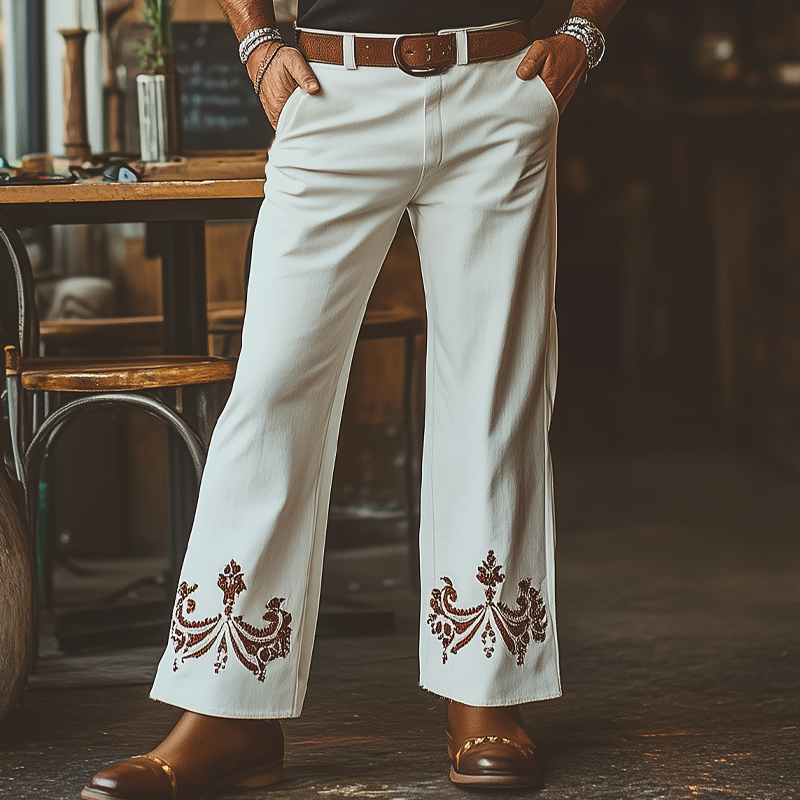 Men's Western Cowboy Style Embroidered Straight Pants DTT25061605