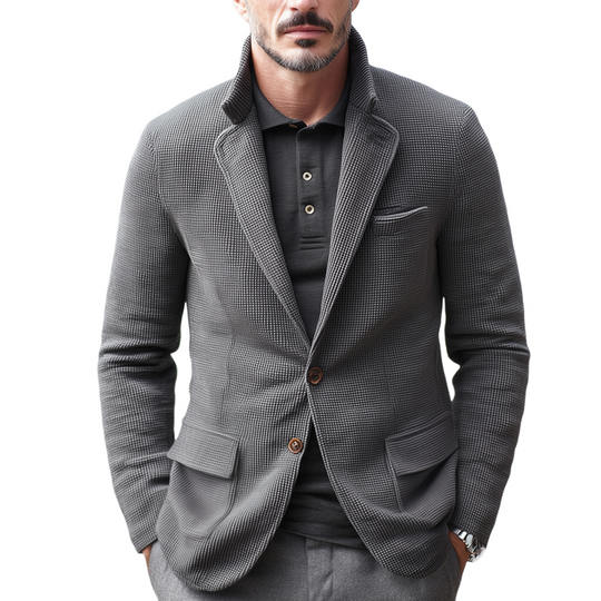Men's Small Square Fabric Notch Lapel Two Buttons Casual Blazer DTT25082214