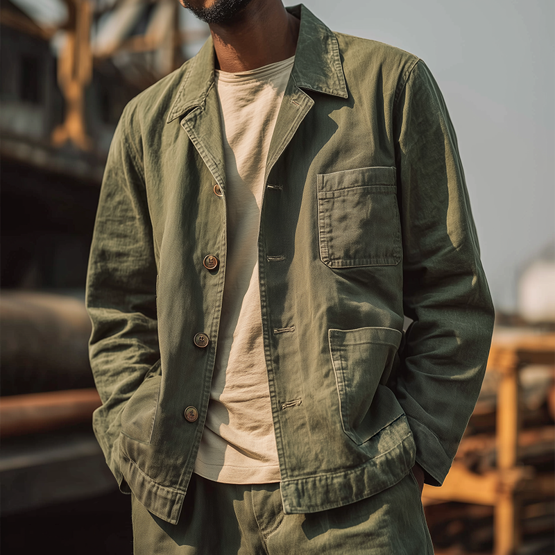 Men's Vintage Casual Cotton Outdoor Washed Workwear Jacket DTT25080709