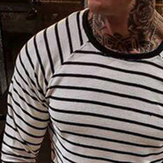Men's Retro Casual Striped Round Neck Long Sleeve T-Shirt 9904628793528