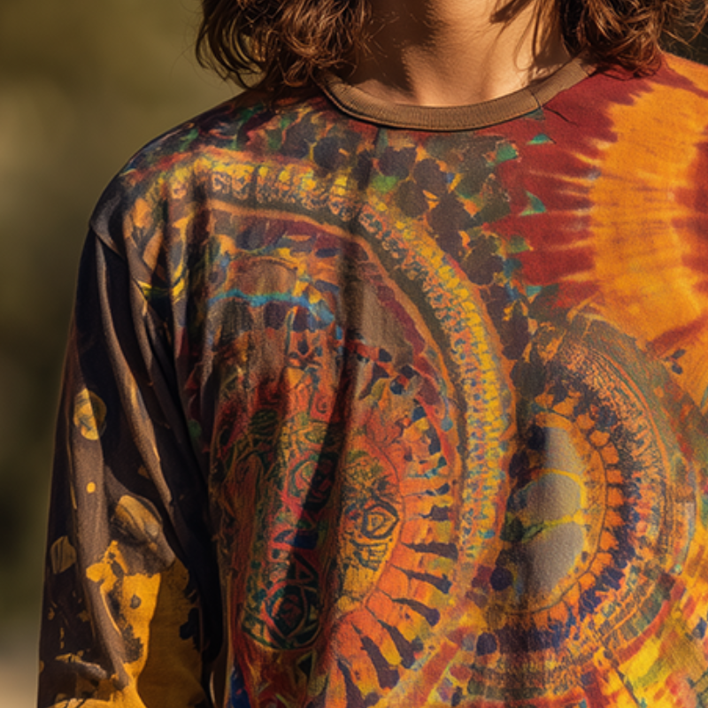 Men's Retro Casual Hippie Gradient Print Round Neck Long Sleeve T-shirt DTT25080710