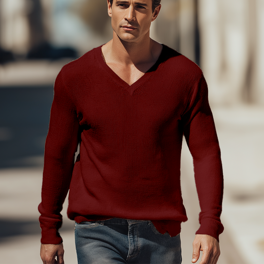 Men's Simple Solid Color Knitted Hollow Thin Sweater DTT25082806