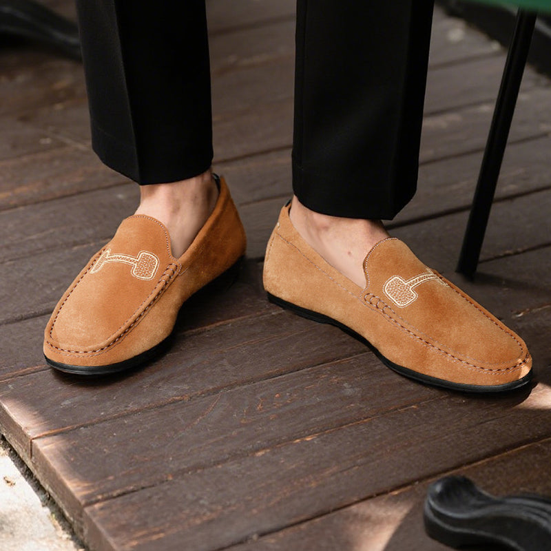 Men's Casual Solid Color Slip On Leather Flat Loafers Shoes Dtt555663544