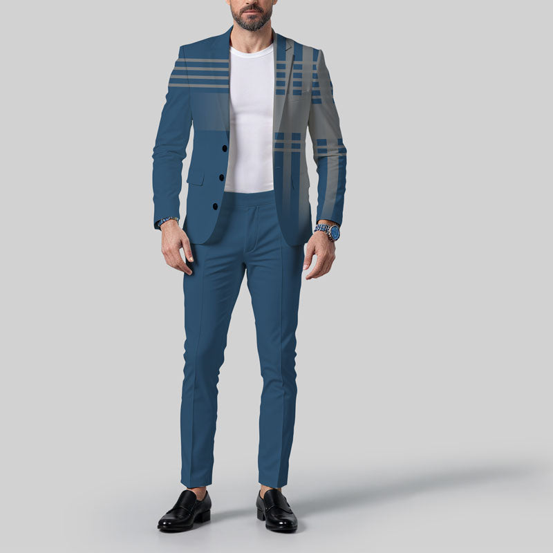 Men's Business Ombre Peak Lapel Blazer & Straight Pants 2Pcs Set Dtt554778808