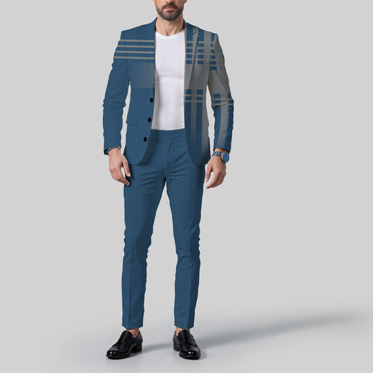 Men's Business Ombre Peak Lapel Blazer & Straight Pants 2Pcs Set Dtt554778808