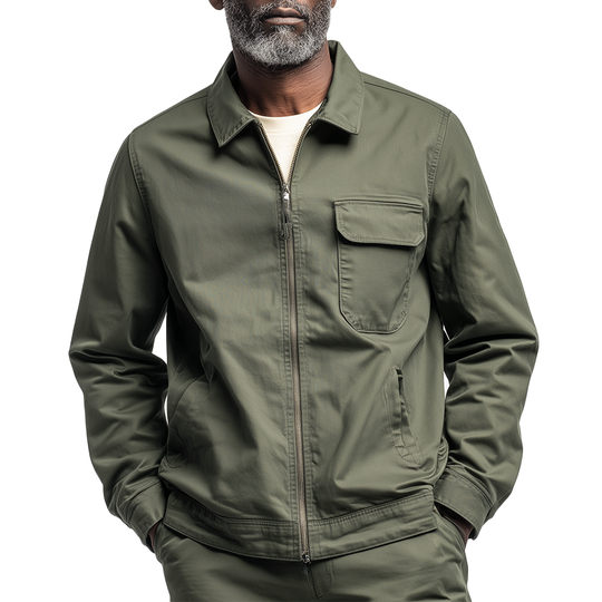 Men's Vintage Washed Cotton Long Sleeve Jacket DTT25081110