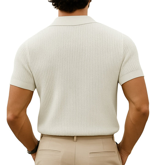 Men's Summer Classic Knitted Breathable V Neck T-Shirt DTT25063004