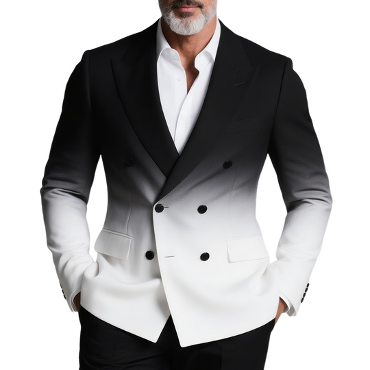 Men's Gradient Peak Lapel Double Breasted Casual Blazer DTT25073107