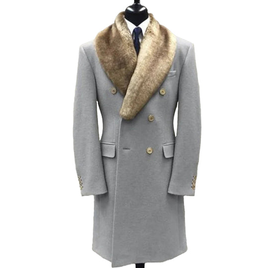 Men's Fashion Casual Fur Lapel Collar Graphic Pattern Long Sleeve Coat 9888554909880